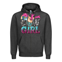 Charcoal Heather cow girl Zipper Hoodie - texasbilliewilder