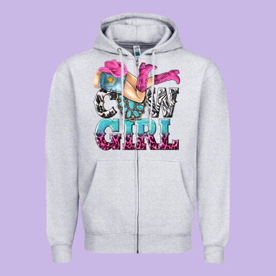 Cow Girl Zipper Hoodie Designed By Texasbilliewilder