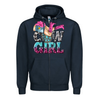 Navy cow girl Zipper Hoodie - texasbilliewilder
