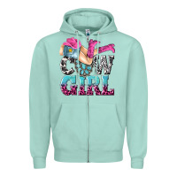 Seafoam cow girl Zipper Hoodie - texasbilliewilder