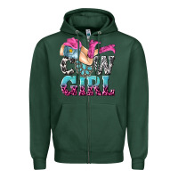 Sports Green cow girl Zipper Hoodie - texasbilliewilder