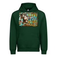 Forest Green live love ride horse Urban Hoodie - LillyAllenDesigns
