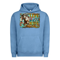 Pigment Pebble Blue live love ride horse Urban Hoodie - LillyAllenDesigns