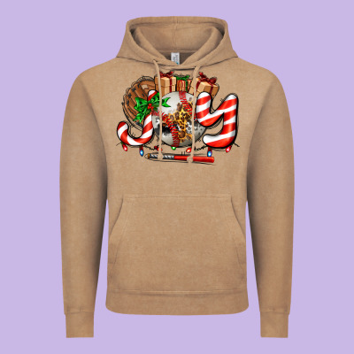 Joy With Baseball And Christmas Gift And Candies Vintage Hoodie Designed By Adodesignshop