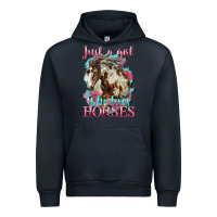 Navy just a girl who loves horses mustang Urban Hoodie - LillyAllenDesigns