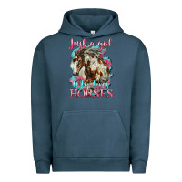 Pigment Midnight Navy just a girl who loves horses mustang Urban Hoodie - LillyAllenDesigns
