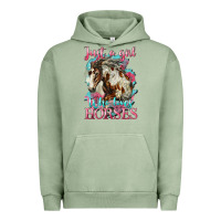 Pigment Oil Green just a girl who loves horses mustang Urban Hoodie - LillyAllenDesigns