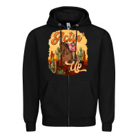 Black cowgirl actin up Zipper Hoodie - texasbilliewilder