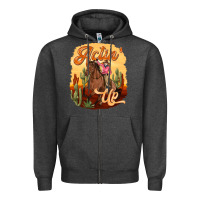 Charcoal Heather cowgirl actin up Zipper Hoodie - texasbilliewilder