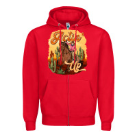 Red cowgirl actin up Zipper Hoodie - texasbilliewilder