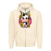 Sandshell cut cow with sunflower and leopard  pink Zipper Hoodie - texasbilliewilder