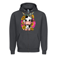 Smoke cut cow with sunflower and leopard  pink Zipper Hoodie - texasbilliewilder