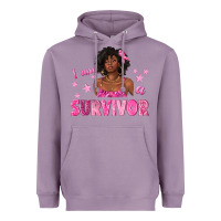 Lavender I Am a Survivor Breast Cancer with Afro Woman Heavyweight Hoodie - texasbilliewilder