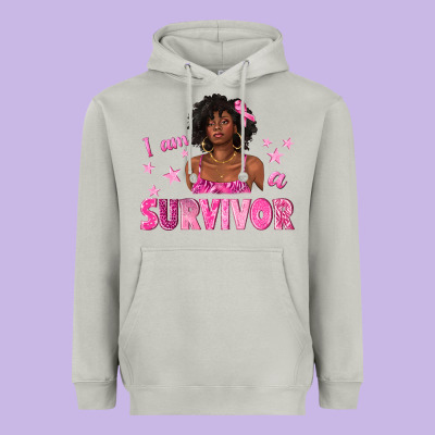 I Am A Survivor Breast Cancer With Afro Woman Heavyweight Hoodie Designed By Texasbilliewilder
