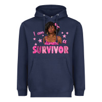 Navy I Am a Survivor Breast Cancer with Afro Woman Heavyweight Hoodie - texasbilliewilder