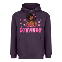 Plum I Am a Survivor Breast Cancer with Afro Woman Heavyweight Hoodie - texasbilliewilder