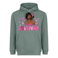 Sage I Am a Survivor Breast Cancer with Afro Woman Heavyweight Hoodie - texasbilliewilder