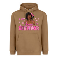 Toasted Coconut I Am a Survivor Breast Cancer with Afro Woman Heavyweight Hoodie - texasbilliewilder