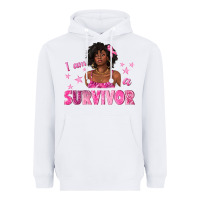 White I Am a Survivor Breast Cancer with Afro Woman Heavyweight Hoodie - texasbilliewilder