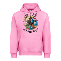 Fuchsia Pink just a girl who loves horses haflinger Urban Hoodie - LillyAllenDesigns