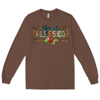 Chestnut she is blesssed floral Long Sleeve Tee - BarkalooDesign