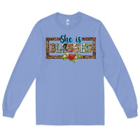 Colony Blue she is blesssed floral Long Sleeve Tee - BarkalooDesign