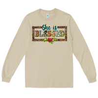 Mushroom she is blesssed floral Long Sleeve Tee - BarkalooDesign