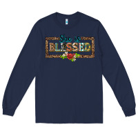 Navy she is blesssed floral Long Sleeve Tee - BarkalooDesign
