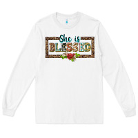 White she is blesssed floral Long Sleeve Tee - BarkalooDesign
