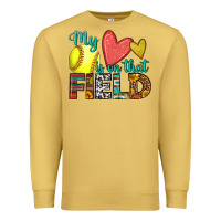 Antique Gold my heart is on that field softball Premium Sweatshirt - HRA Design Shop