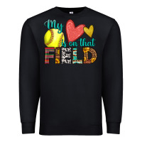 Black my heart is on that field softball Premium Sweatshirt - HRA Design Shop