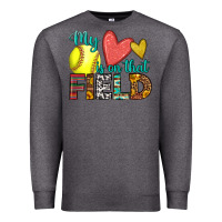 Charcoal Heather my heart is on that field softball Premium Sweatshirt - HRA Design Shop