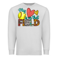 Dove Grey my heart is on that field softball Premium Sweatshirt - HRA Design Shop