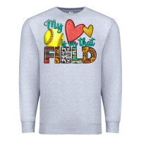 Heather Grey my heart is on that field softball Premium Sweatshirt - HRA Design Shop