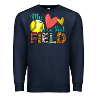 Navy my heart is on that field softball Premium Sweatshirt - HRA Design Shop