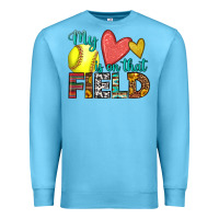 Ocean Blue my heart is on that field softball Premium Sweatshirt - HRA Design Shop