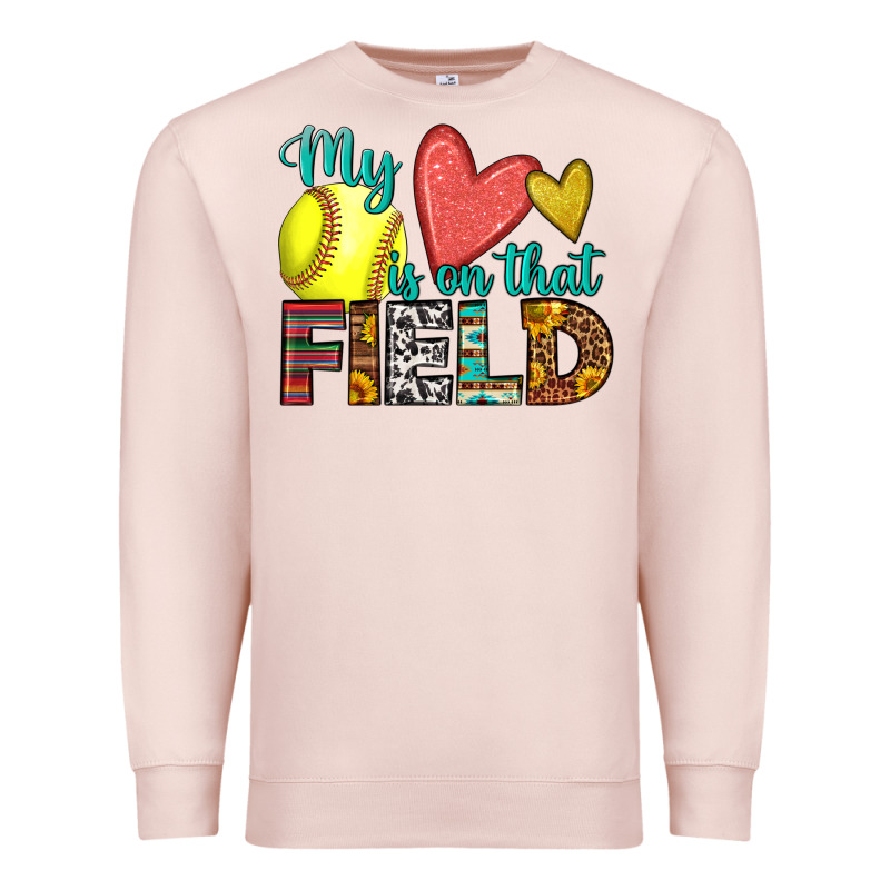 My Heart Is On That Field Softball Premium Sweatshirt by HRA Design Shop | Teevron