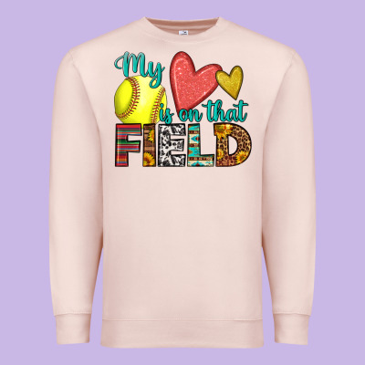 My Heart Is On That Field Softball Premium Sweatshirt Designed By Hra Design Shop