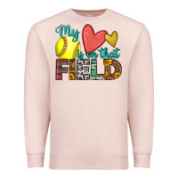 Pale Pink my heart is on that field softball Premium Sweatshirt - HRA Design Shop