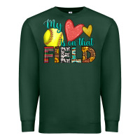 Sports Green my heart is on that field softball Premium Sweatshirt - HRA Design Shop