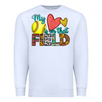 White my heart is on that field softball Premium Sweatshirt - HRA Design Shop