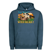 Pigment Midnight Navy free spirit wild heart 3 horses Urban Hoodie - LillyAllenDesigns