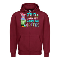 Burgundy this bunny hops on coffee Zipper Hoodie - Zillion Design Studio