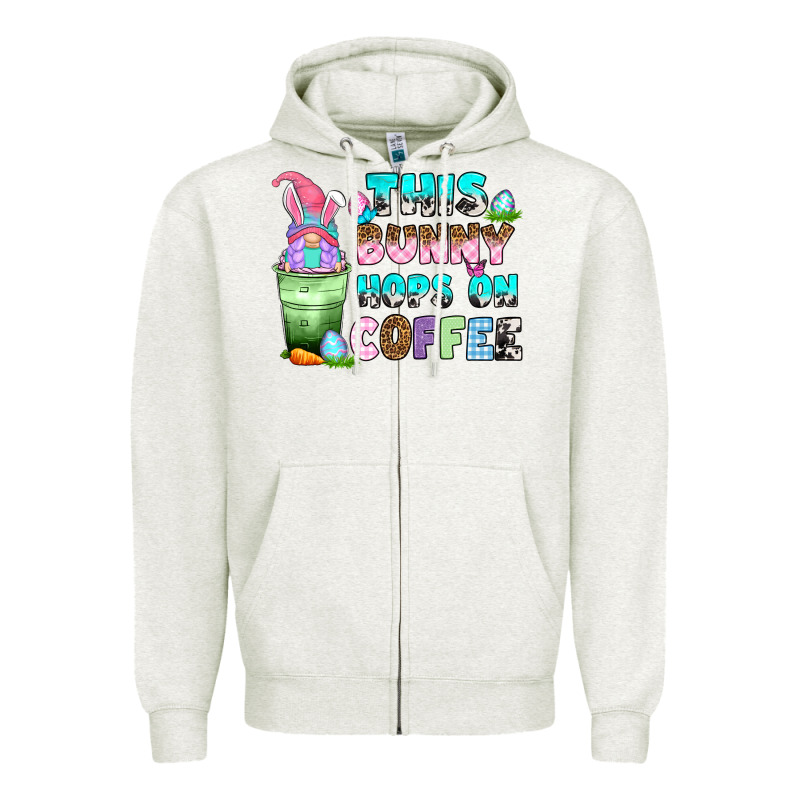 This Bunny Hops On Coffee Zipper Hoodie by Zillion Design Studio | Teevron