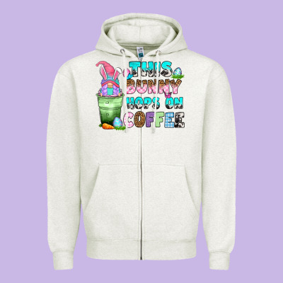 This Bunny Hops On Coffee Zipper Hoodie Designed By Zillion Design Studio