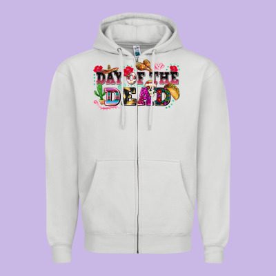 Day Of The Dead Zipper Hoodie Designed By Texasbilliewilder