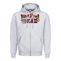 Heather Grey day of the dead Zipper Hoodie - texasbilliewilder