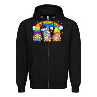 Black rainbow gnomes Zipper Hoodie - Zillion Design Studio