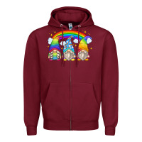 Burgundy rainbow gnomes Zipper Hoodie - Zillion Design Studio