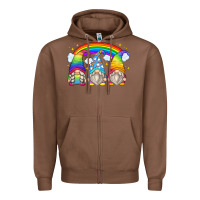 Chestnut rainbow gnomes Zipper Hoodie - Zillion Design Studio